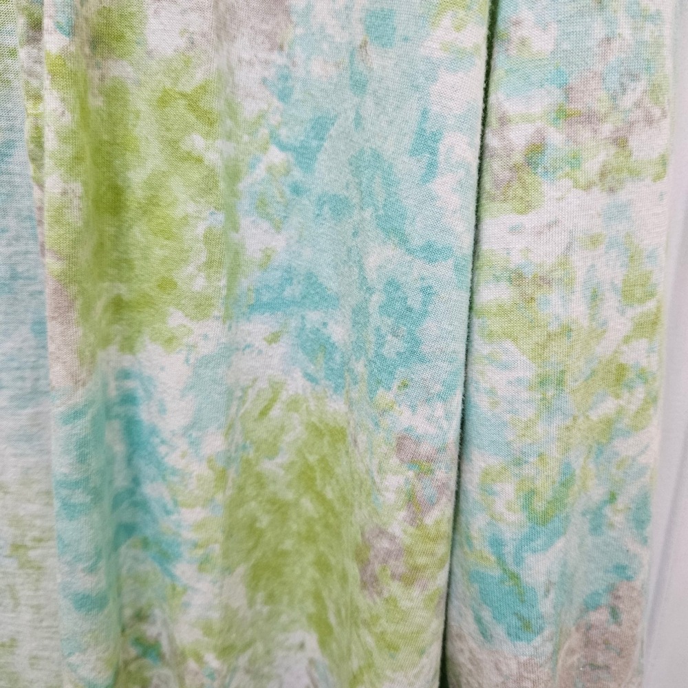 Pure Jill Batik Jacket Open Front Cardigan Pima Cotton Blend Green Blue L - Picture 3 of 9